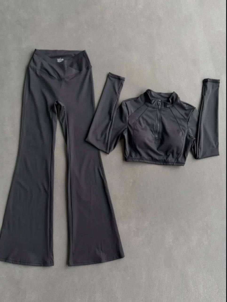 ست اورال فلامنت اصل کراپ استین بلند شلوار دمپا